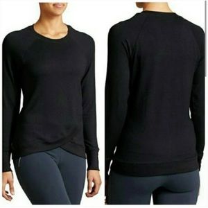 Athleta black criss cross hem sweatshirt sweater lightweight women’s size XXS
